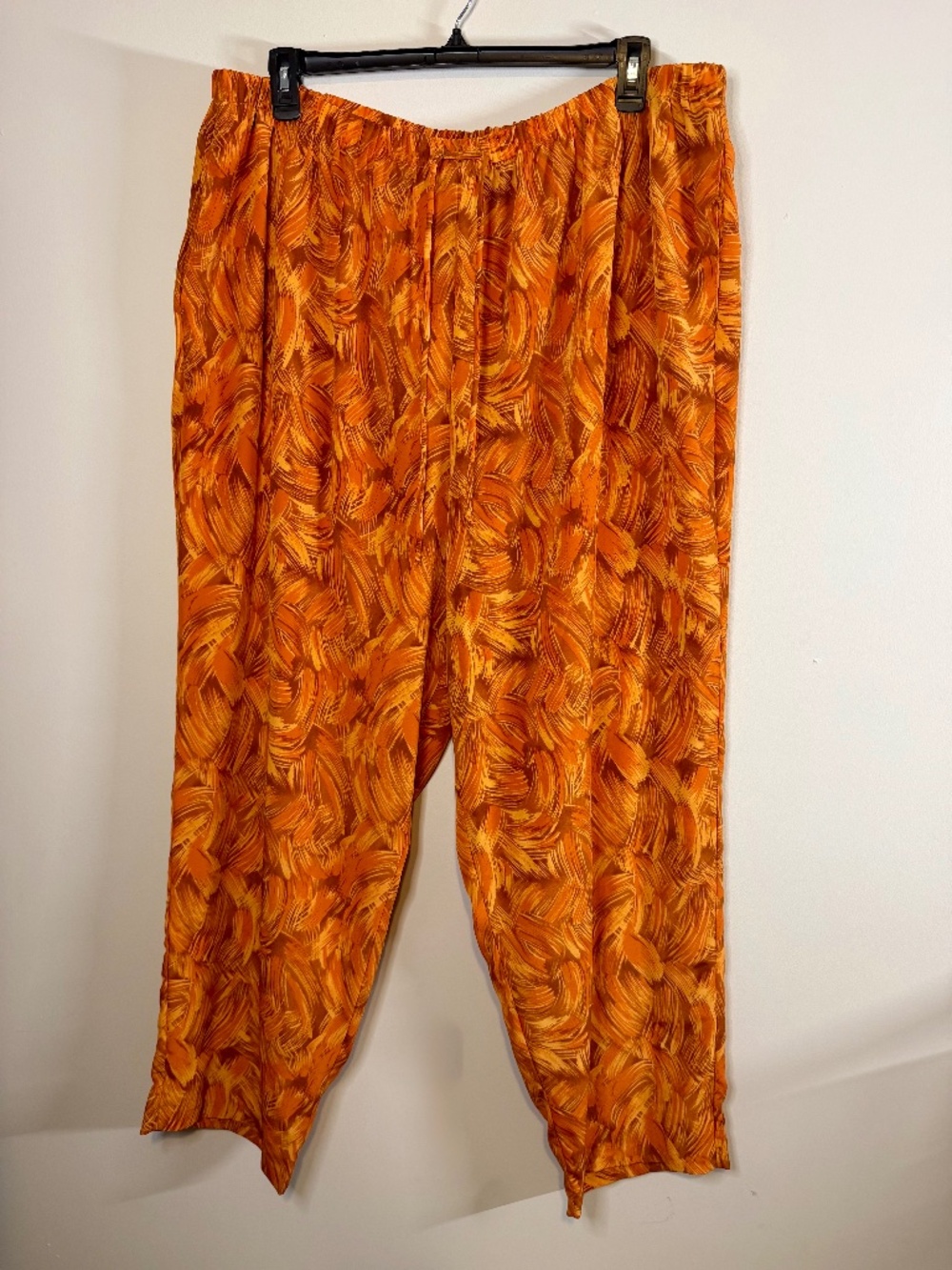 Ashley Stewart Orange Abstract Print Pull-On Pants Size 26/28